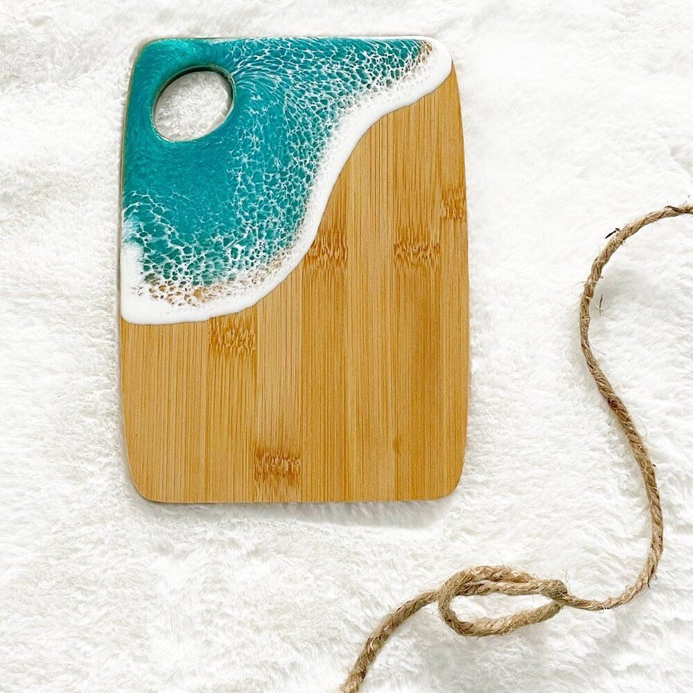 Coastal Ocean Wave Resin Art Small Bamboo Board